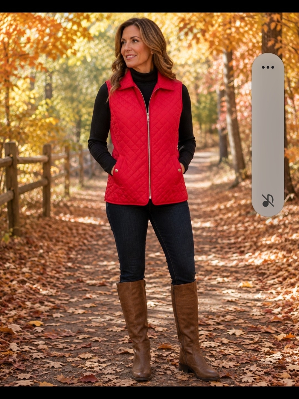Christopher & Banks Quilted Red Vest with Zip Front